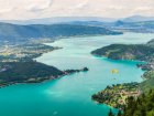 Mont Blanc and the crystal lake of Annecy