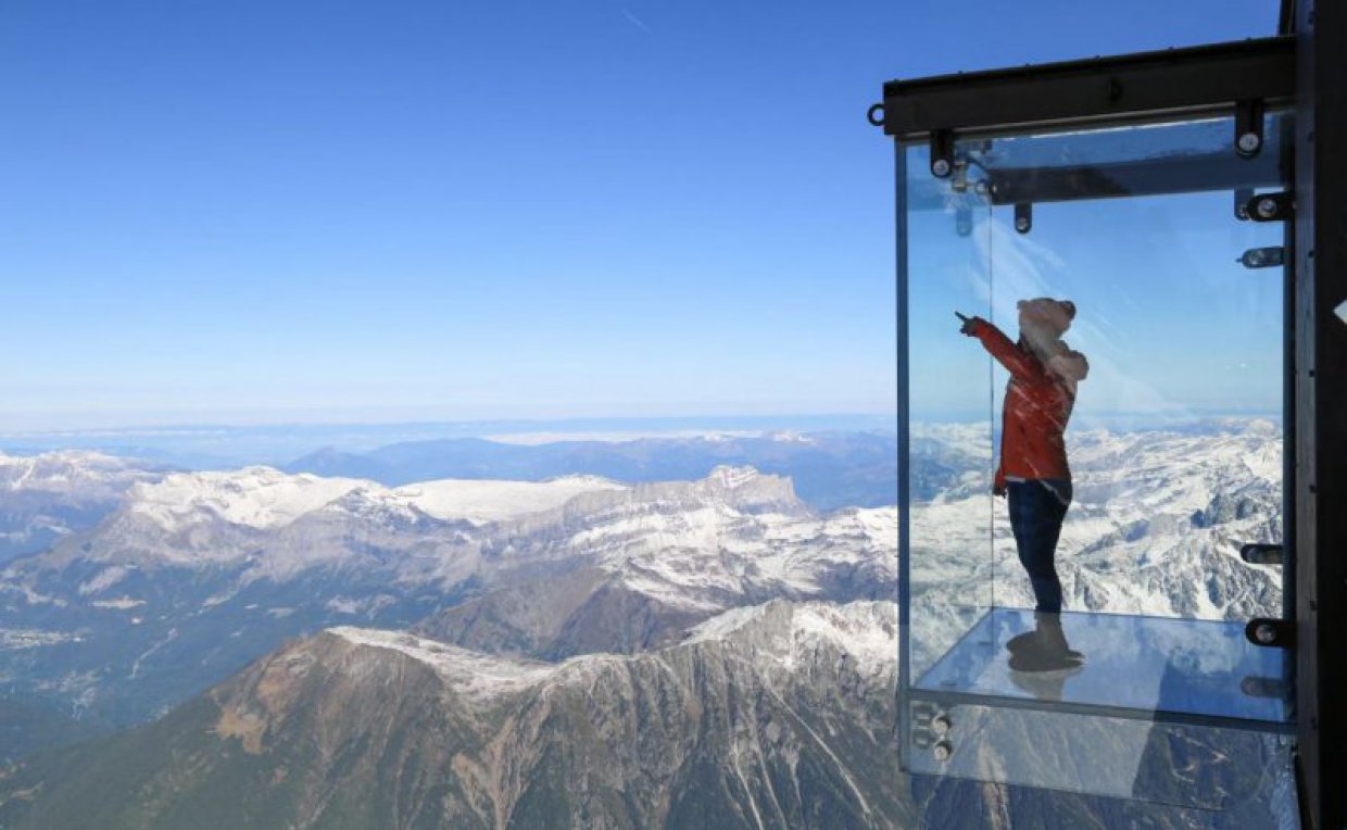 Mont Blanc and the crystal lake of Annecy