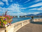 Mont Blanc and the crystal lake of Annecy